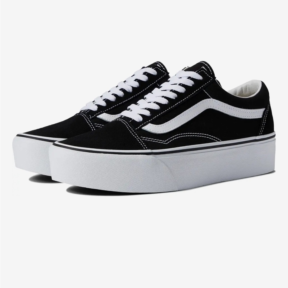 Vans Women's Black and White Old Skool Platform Sneakers